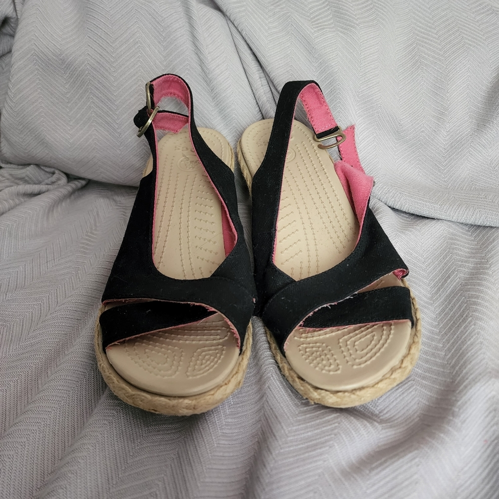 Black Crocs Wedges